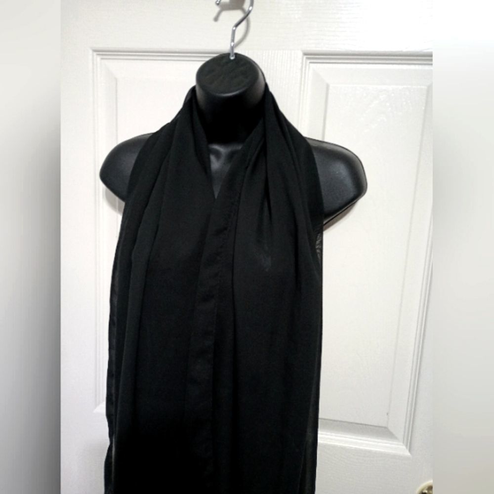 CD Rhinestone Sheer Black Fringe Scarf Unique Stylish Fancy - Picture 7 of 13